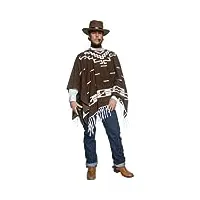 smiffys authentique costume tireur errant de l'ouest, marron, avec poncho, gilet, fausse chemise et foulard