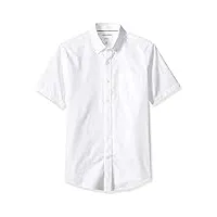 amazon essentials chemise oxford à une poche et manches courtes coupe ajustée homme, blanc, xxl