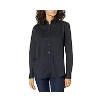 amazon essentials chemise en popeline boutonnée à manches longues coupe classique femme, noir, m