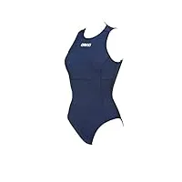 arena solid waterpolo one maillot de bain une pièce, navy-white, 34 femme