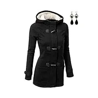buoydm manteau femme manteaux à capuche blouson chaud casual blousons automne hiver noir m