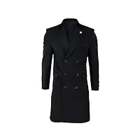 truclothing manteau 3/4 homme veston croisé pardessus style crombie effet laine british gentleman