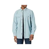 carhartt t- shirt à manches original fit chemise longue à bouton d'utilité professionnelle, chambray bleu, xl taille tall homme