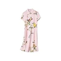 hangerfeng everyday dress flower imprimé soie au-dessus de la jupe rose genou2241xl