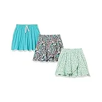 amazon essentials jupes-shorts en maille fille, lot de 3, bleu sarcelle, 8 ans