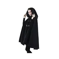 beautelicate femme cape à capuche courte manteau poncho laine chaude de automne hiver costume de noël halloween medievale carnaval cosplay(taille unique, noir)