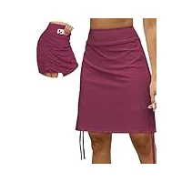 cakulo jupe-short d'été modeste longueur genou pour femme, tendance, athlétique, tennis, golf, 50,8 cm, jupe avec poche, rose rouge, taille xl