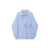 zying chemisier for femmes patchwork spring et automne casual ceinture loose blouse (color : a, size : one size)