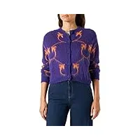 pinko lavant 2 cardigan mixte alpaca light jacquard monogram sweater, ya1_violet/orange, s femme