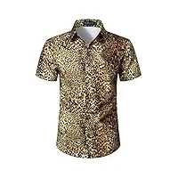 lucmatton chemise hipster boutonnée à manches courtes pour homme imprimé léopard, léopard-a, m