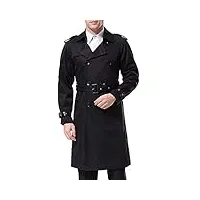 aowofs manteau homme longue trench coat hiver avec ceinture double boutonnage pardessus col revers outwear parka (noir m)