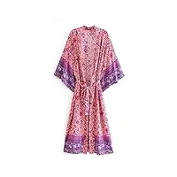 mgwye ceinture à imprimé floral for femmes boho kimono robe v-neck robe bikini blouse (color : a, size : s code)