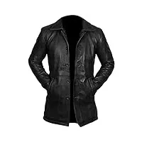 lp-facon manteau 3/4 pour homme - marron geniue leather sport manteau duster en cuir pour homme, noir - manteau court en cuir, s