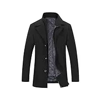 youthup manteau homme hiver en laine chaud trench coat mi-long casual parka pardessus caban business noir 1953 m