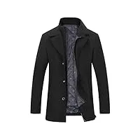 youthup manteau homme hiver en laine chaud trench coat mi-long casual parka pardessus caban business noir 1953 xl
