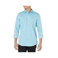 amazon essentials chemise habillée extensible, à manches longues, coupe cintrée homme, bleu ciel, s