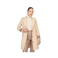 trendyol damen regular zweireihig plain webstoff mantel manteau, beige, 42 aux femmes