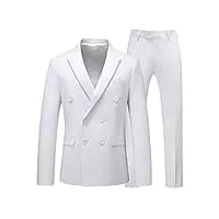 costume d'affaires pour homme couleur unie blazer 2 pièces slim fit mariage fête marié smoking blanc asie 4xl 81 à 90 kg