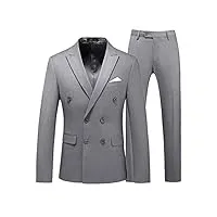 costume d'affaires pour homme couleur unie blazer ensemble 2 pièces coupe slim fit mariage fête marié smoking gris asie m 45 à 50 kg