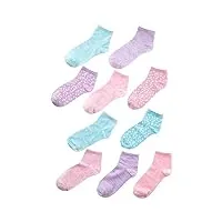 hanes lot de 10 paires de chaussettes comfortsoft pour filles - chaussettes extensibles douces pour filles, rose/lavande/bleu sarcelle, l