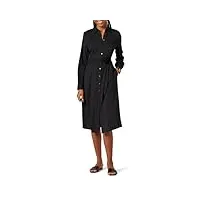 amazon essentials robe-chemise mi-longue en tissu georgette à manches longues femme, noir, l