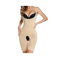 tjlss body shaper complet femmes body shaperwear contrôle du ventre minceur sous le buste ouverture entrejambe sous-vêtements patchwork combinaison (color : beige, size : 2xl-3xl)