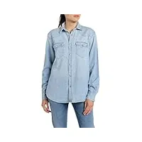 replay chemise en jean pour femme en denim, bleu (super light blue 011), m