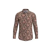desoto chemise en jersy pour homme - col kent - infroissable, fleurs colorées en bois, xl