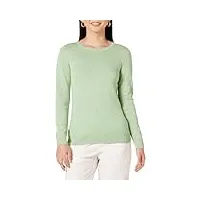amazon essentials pull col rond léger À manches longues (grandes tailles disponibles) femme, vert jade clair, l