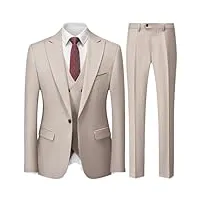 blazer, robe de mariage britannique pour homme, trois pièces, veste de costume, veste, pantalon, gilet, lot de 3 pièces beige, 4x-large