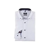 olymp luxor chemise à manches longues pour homme, pin point, coupe moderne, col boutonné, blanc 00, 40