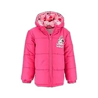 disney minnie mouse manteau pour fille, doudoune chaude et douce, manteau à capuche pour fille, manteau minnie motif rose, taille 8 ans, rose