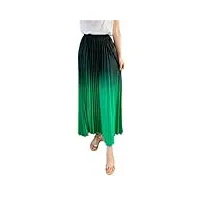 jupe de couleur contrastée pour femme, taille haute, longueur moyenne, jupe plissée dégradée, gn, taille unique