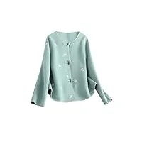 hangerfeng manteau double face en laine brodée à la main avec bouton ras du cou et manches longues pour femme 154, vert, taille s