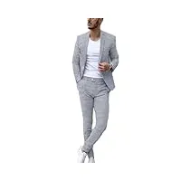 generic ensemble de 2 costumes pour homme - coupe ajustée - smoking - costume de mariage - blazer, veste et pantalon, gris, l