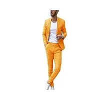 ensemble de 2 costumes pour homme - coupe ajustée - smoking - costume de mariage - blazer, veste et pantalon, orange, taille m