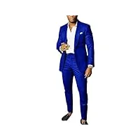 costume décontracté pour homme - blazer - coupe ajustée - pour mariage, marié, smoking - ensemble 2 pièces - veste et pantalon, bleu marine, xl