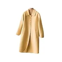 manteau long en cachemire à simple boutonnage pour femme, jaune, l