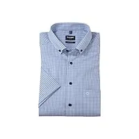 olymp luxor chemise à manches courtes pour homme, couleur unie, coupe moderne, col boutonné, bleu 11., 45