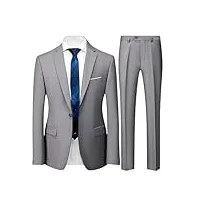 costume d'affaires veste blazers pantalons gilet homme mariage trois pièces pantalon gilet costumes professionnels, lot de 2 pièces gris clair, xxl