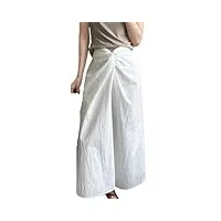 jupe plissée taille haute pour femme, jupe trapèze unie, mi-longue, élégante, blanc, 44