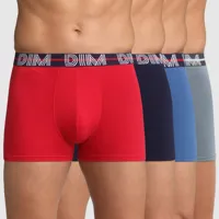dim - 4 boxers powerful rouge baie/bleu de nuit/bleu cobalt/gris souris