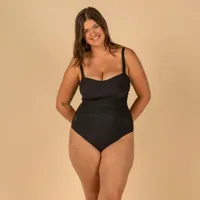 maillot de bain 1 pièce femme gainant à effet ventre plat dora noir - olaian