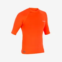 tee shirt anti uv surf top 100 manches courtes homme orange fluo - olaian