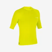 tee shirt anti uv surf top 100 manches courtes homme jaune anis - olaian