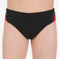 maillot de bain slip natation garcon 900 yoke noir rouge - nabaiji