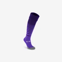 chaussettes de football enfant viralto club jr rayées violet - kipsta