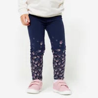 legging bébé coton - basique bleu/rose avec motifs - domyos
