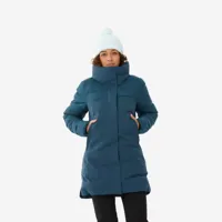 doudoune de ski très chaude et longue femme, 500 warm bleu pétrol - wedze