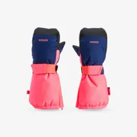 moufles de ski enfant chaudes et imperméables bleu et rose - wedze